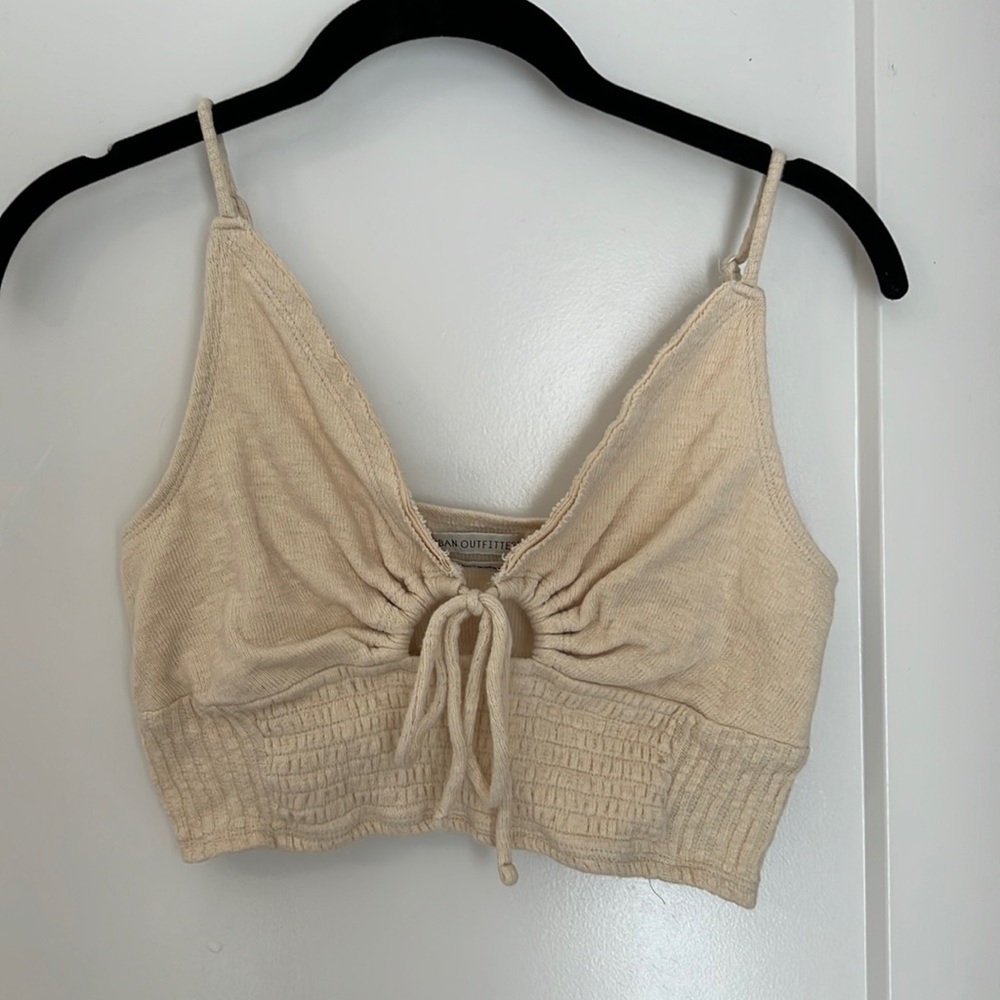 Beige crop top with key hole